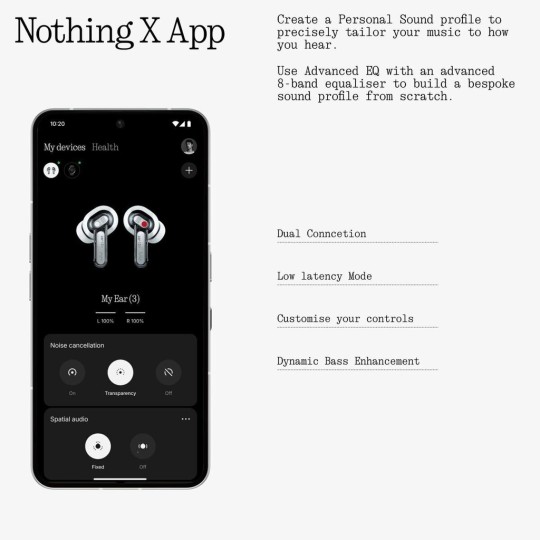 Nothing ear (3) In-ear Bluetooth Handsfree Earphones Black