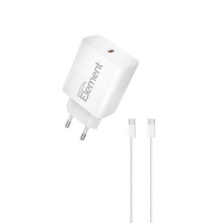 Element Φορτιστής Σπιτιού GaN PD 30W CH-250C 1 Θέσης, με καλώδιο USB-C 65W 1m Λευκό