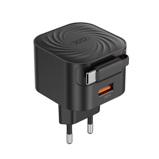 XO (L165) Charger with USB-A Port and Cable USB-C 20W Black