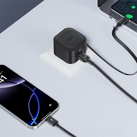 XO (L165) Charger with USB-A Port and Cable USB-C 20W Black