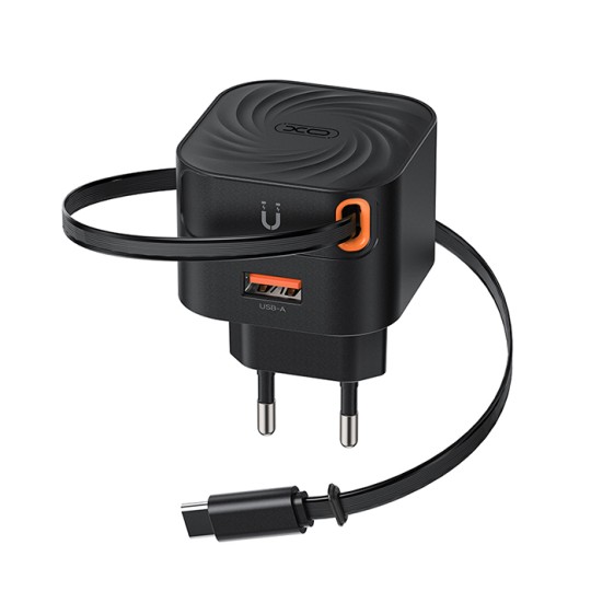 XO (L165) Charger with USB-A Port and Cable USB-C 20W Black