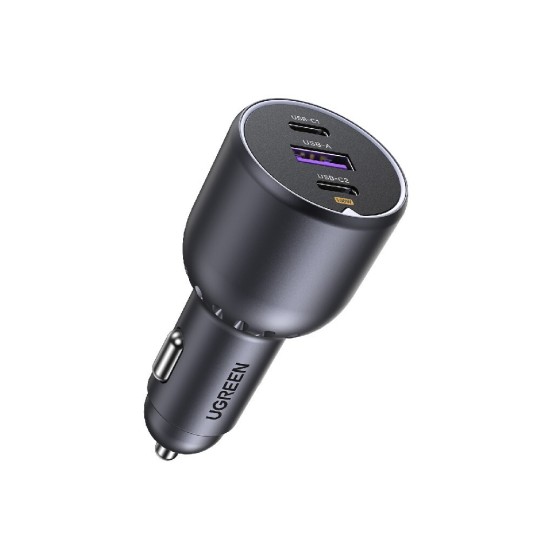 UGREEN EC705 55511 Φορτιστής Αυτοκινήτου 130W 3 Θέσεων με καλώδιο USB-C 100W Γκρί