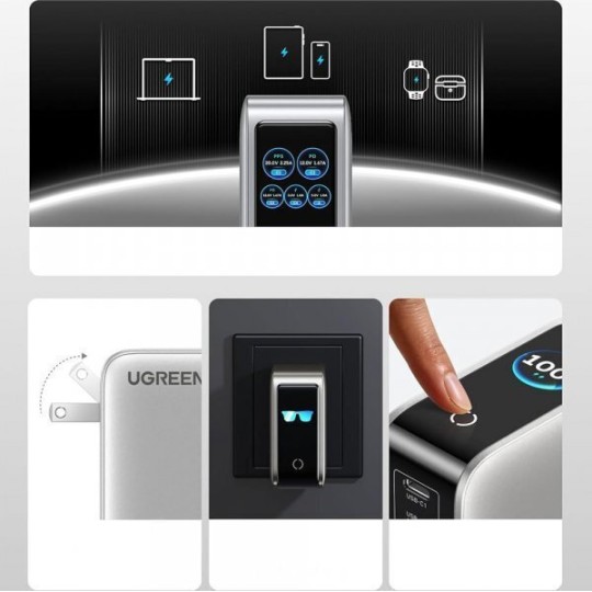 UGREEN X773 65620B Φορτιστής Σπιτιού GaN PD 100W 5 Θέσεων Γκρί
