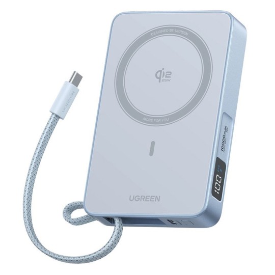 UGREEN PB773 65958B Power Bank 10000mAh 25W Qi2 με Ασύρματη Φόρτιση Magnetic και καλώδιο USB-C Γκρι