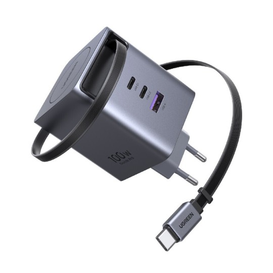 UGREEN X616 65828 Φορτιστής Σπιτιού GaN PD 100W 3 Θέσεων, με καλώδιο USB-C 100W Γκρι