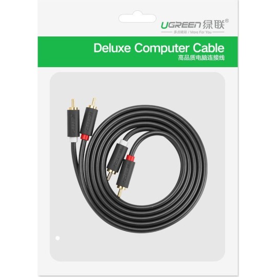 UGREEN AV104 10520 Καλώδιο Ήχου 2xRCA M/M 5m Μαύρο