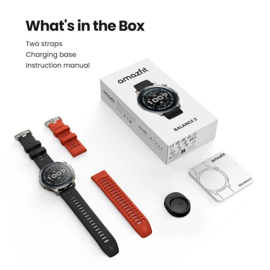 Amazfit Balance 2 47mm Waterproof Smartwatch with Heart Rate Monitor (Black)