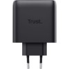 Trust GaN Charger with 2 USB-C Output Ports and USB-C - USB-C Cable 65W Power Delivery Black