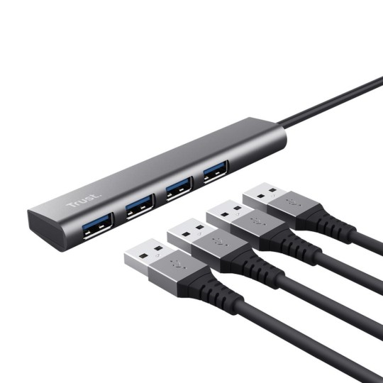 Trust Halyx Hub 4 Ports USB 2.0 with USB-A Connection Gray