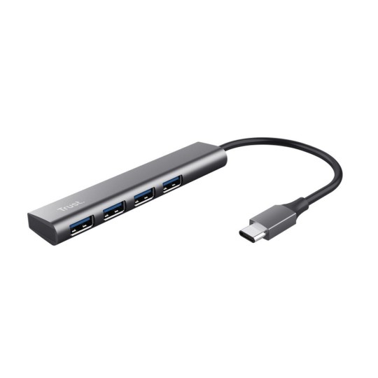 Trust Halyx Hub 4 Ports USB 2.0 with USB-A Connection Gray