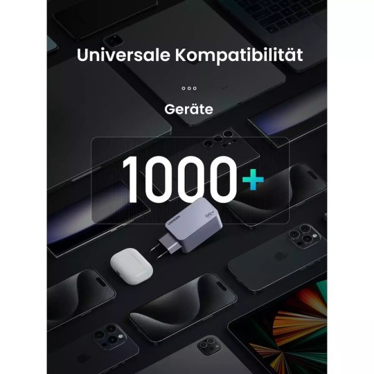 UGREEN X757 25874 Charger GaN 100W 3 Ports with USB-C 100W cable 1.5m Grey