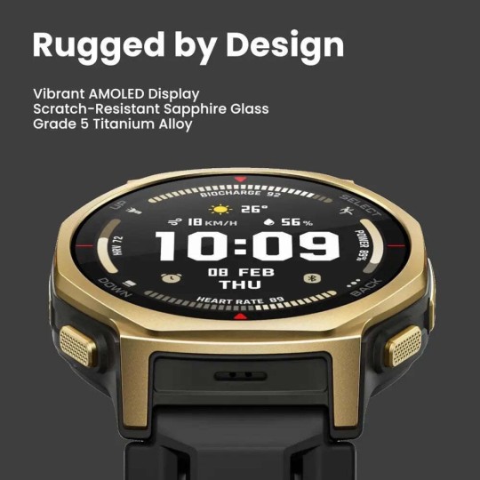 Amazfit T-Rex 3 Pro Titanium 44mm Waterproof Smartwatch (Black / Gold)