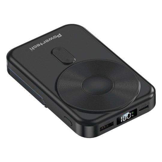 Powertech PT-1416P Power Bank με Οθόνη 10000mah Magnetic Wireless 22.5W Μαύρο