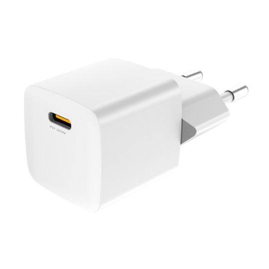 Powertech PT-1223 Σούπερ Μίνι Φορτιστής Τοίχου USB-C 20W Λευκός