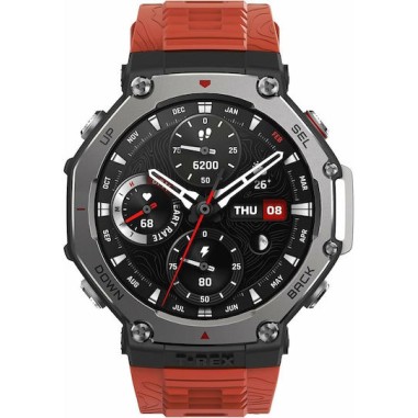 Amazfit T-Rex 3 Stainless Steel 48mm Αδιάβροχο Smartwatch με Παλμογράφο (Lava)