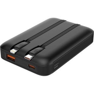 POWERTECH PT-1417 Power Bank με Καλώδια και Οθόνη  10000mAh, 22.5W, Μαύρο