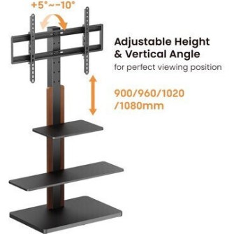 Powertech PT-1422 Βάση Τηλεόρασης Δαπέδου έως 75" και 40kg Ασημί