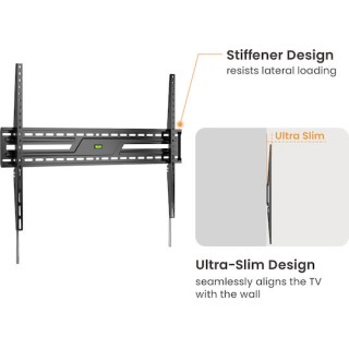 Powertech PT-1369 Βάση Τηλεόρασης Τοίχου έως 100" και 75kg Ασημί