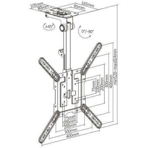 Brateck Βάση TV Οροφής LCD CM344 23''- 55''