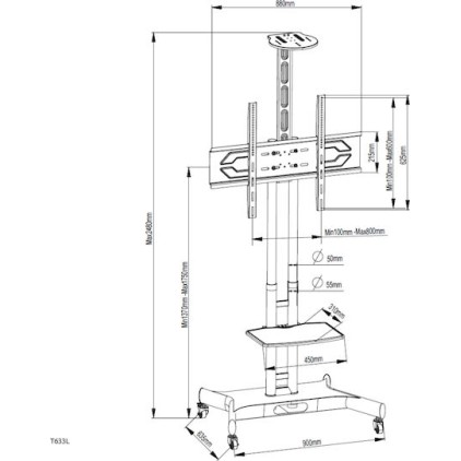 Focus Mount T633L Βάση Τηλεόρασης Επιδαπέδια 42"-85" έως 90kg
