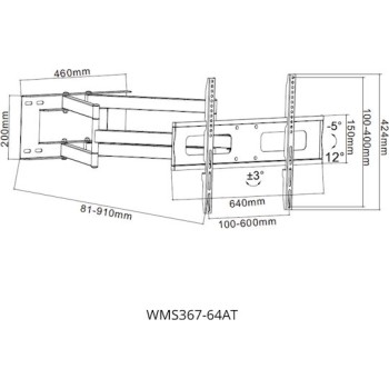 Focus Mount WMS367-64AT Βάση Τηλεόρασης Επιτοίχια  32"-80" έως 60kg