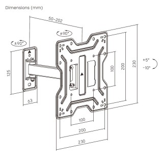 Powertech PT-1555 Επιτοίχια Βάση Τηλεόρασης 23-43" έως 30kg Full Motion