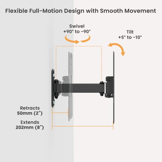 Powertech PT-1555 Επιτοίχια Βάση Τηλεόρασης 23-43" έως 30kg Full Motion