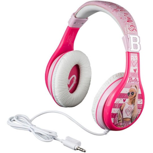 eKids Barbie Ενσύρματα Ακουστικά με ασφαλή μέγιστη ένταση ήχου για παιδιά και εφήβους (BE-140) Λευκό/Ροζ