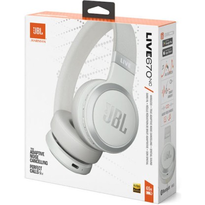 JBL Live 670NC Ασύρματα/Ενσύρματα Over Ear Ακουστικά (Λευκά)