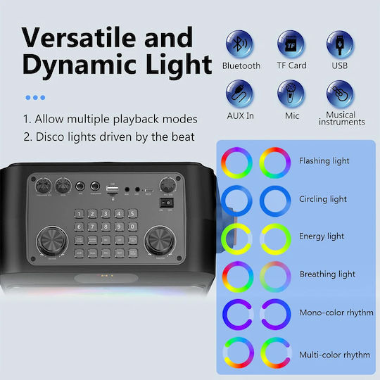 JYX Σύστημα Karaoke JYX-T19-T με Ασύρματα Μικρόφωνα σε Μαύρο Χρώμα