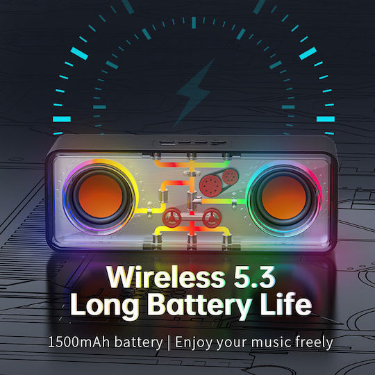 Recci RSK-W38 Space Station Ασύρματο Φορητό Ηχείο Bluetooth με RGB Φωτισμό Black