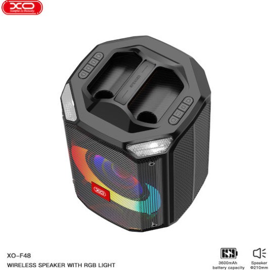 XO F48 Διπλό Bluetooth Ηχείο 40W 8" RGB (με Τηλεχειριστήριο)