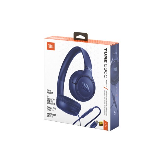 JBL Tune 530C Wired On Ear Headphones Blue