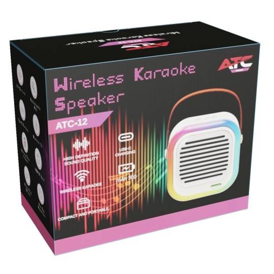 ATC Karaoke Speaker with Wireless Microphones and Lighting Effects ATC-12 ATC20.001.0014 White