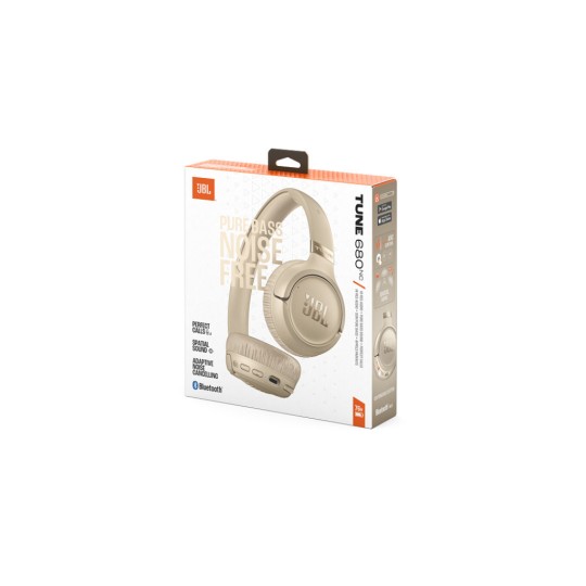 JBL Tune 680NC Bluetooth Wireless On Ear Headphones Beige