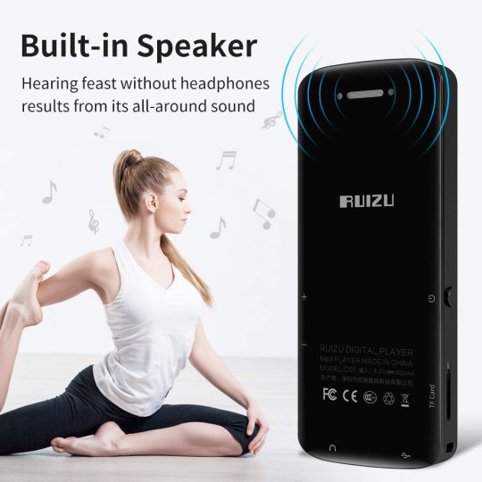 RUIZU D50 MP3 Player Οθόνη 1.8" 16GB Bluetooth Ελληνικό Μενού Μαύρο