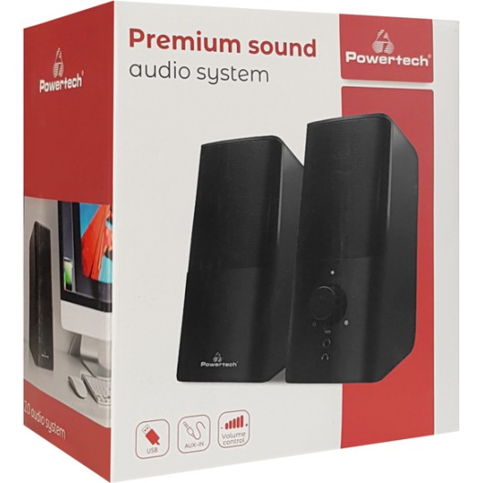 Powertech PT-847 Ηχεία Premium Sound 2x 3W 3.5mm Μαύρα