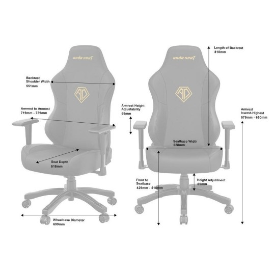 Anda Seat Gaming Chair Phantom 3 - Black [AD18Y-06-B-PVC]