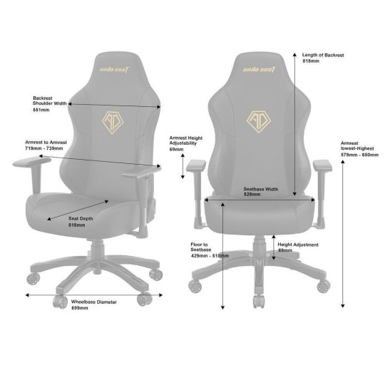 Anda Seat Gaming Chair Phantom 3 - Black Fabric [AD18Y-06-B-F]