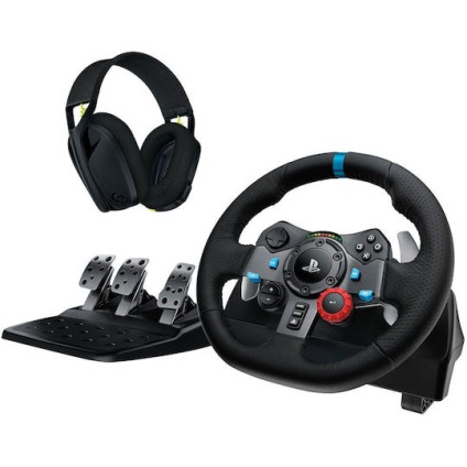 Logitech G29 Driving Force Racing Wheel Τιμονιέρα με Πετάλια + Logitech G435 Logitech G29 Driving Force Racing Wheel Τιμονιέρα με Πετάλια + Logitech G435