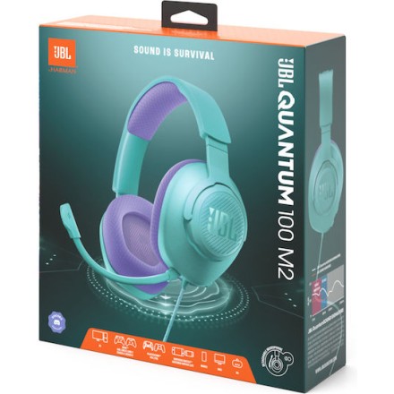 JBL Quantum 100M2 Over-Ear Wired Gaming Headset (Cyan)