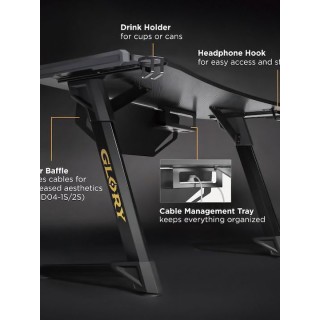 Brateck Γραφείο Gaming GMD04-1S Glory Ξύλινο Μαύρο 120x60x75εκ.