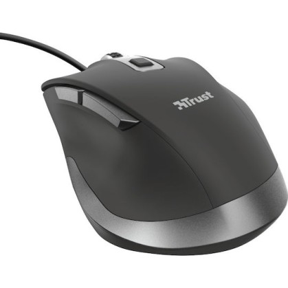 Trust Fyda Ενσύρματο Εργονομικό Ποντίκι Μαύρο
