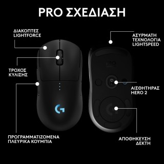 Logitech G Pro 2 Lightspeed Wireless RGB Gaming Mouse 44000 DPI Black 910-007295