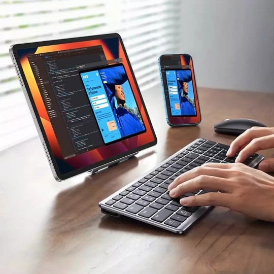 Ugreen KU005 Wireless Bluetooth Πληκτρολόγιο Black/Silver 15258