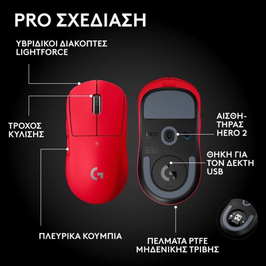 Logitech Pro X Superlight 2 Wireless Gaming Mouse 32000 DPI Red