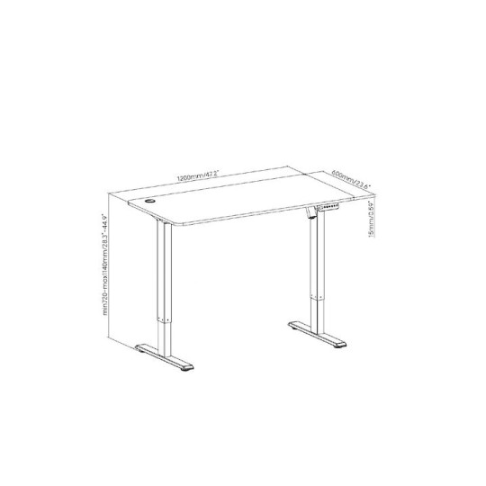 BRATECK S12-22RE-B Ηλεκτρικό Γραφείο 120x60x72~114cm Μαύρο