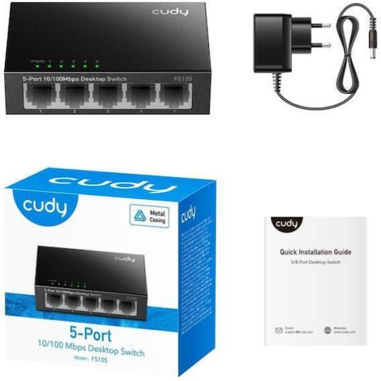 Cudy Desktop Switch FS105 5-Port Fast Ethernet Metal