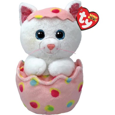 TY Beanie Boos Giggles Χνουδωτή Γατούλα Σε Αυγό Λευκό & Ροζ 15εκ (1607-37369)