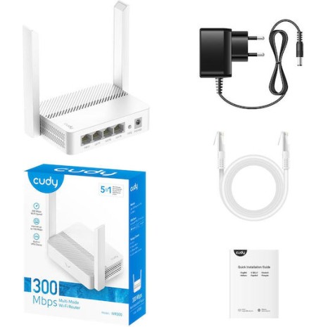 Cudy WR300 Ασύρματο Router Wi-Fi 4 με 2 Θύρες Ethernet